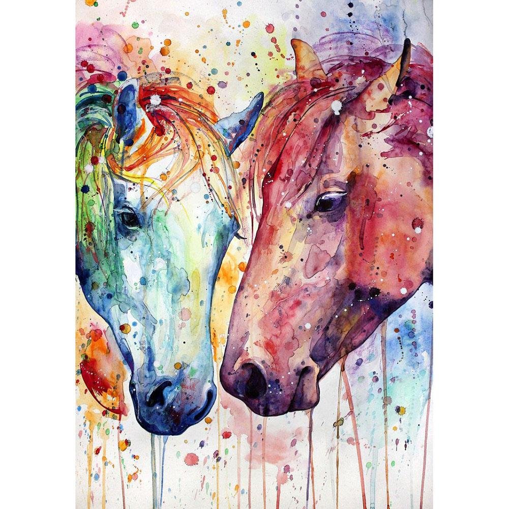 5D Diy Diamond Painting Kit Full Round Beads 2 Horses
