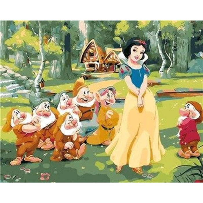 DIY Painting By Numbers Princess Dwarfs Handpainted Oil Drawing