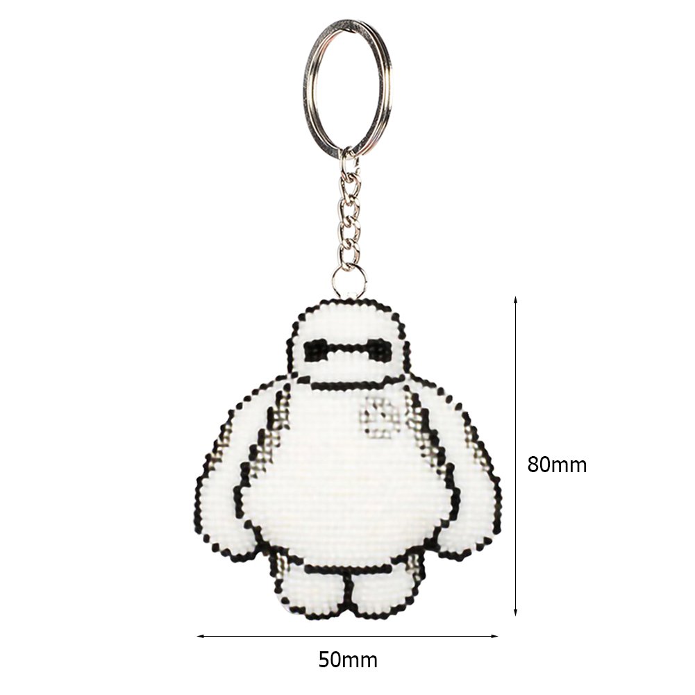 Doll Stamped Beads Cross Stitch Keychain