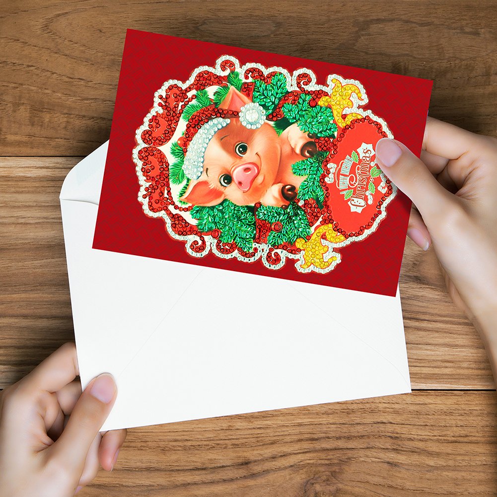 DIY Diamond Painting Greeting Card - Pig