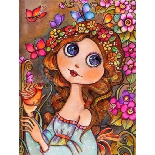 5d diamond painting abstract girl with flowers