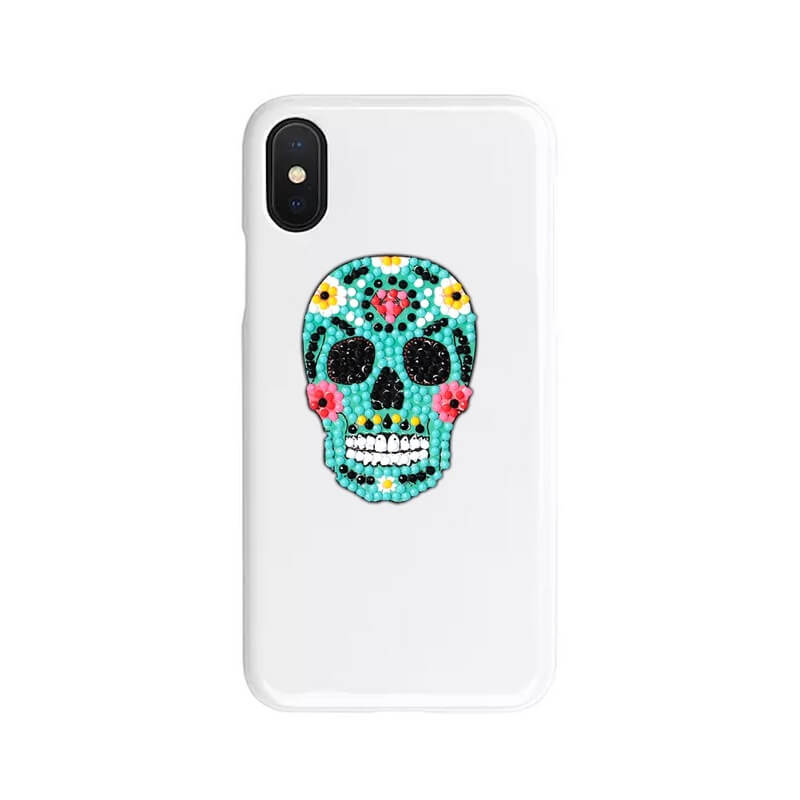 5d diy diamond painting pink colorful skull phone sticker