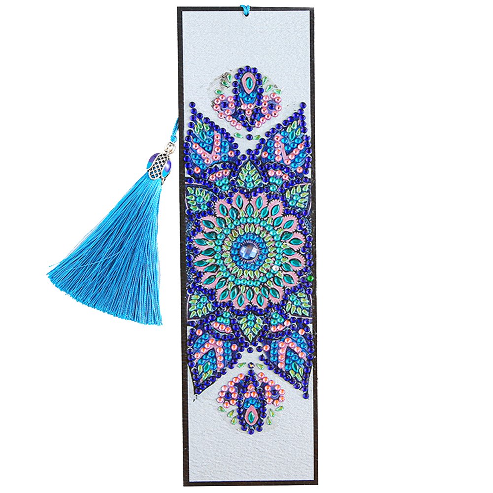 Mandolin Flowers Diamond Painting Bookmark Leather Tassel Book Marks