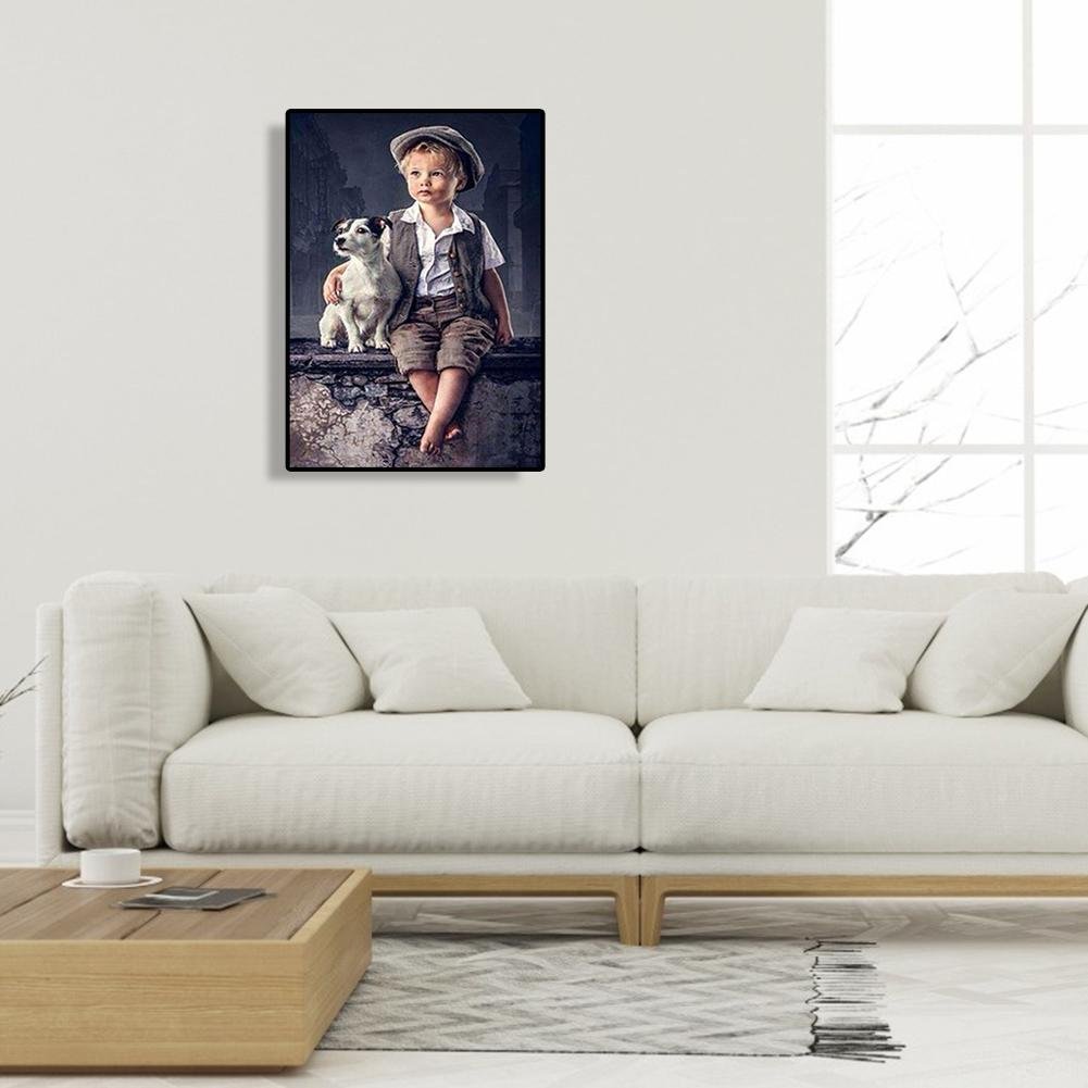 Diamond Painting - Full Round - Boy and Dog
