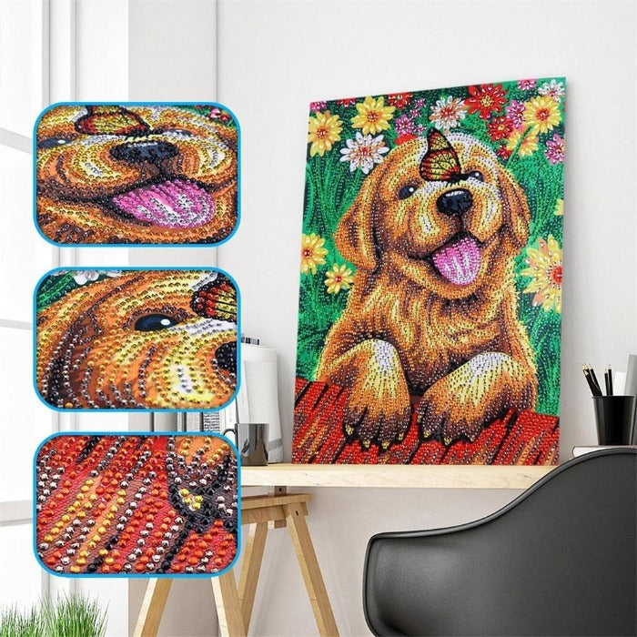 Pointed design shape, perfect size 2.8 mm/0.11". Dog Crystal Rhinestone Diamond Painting