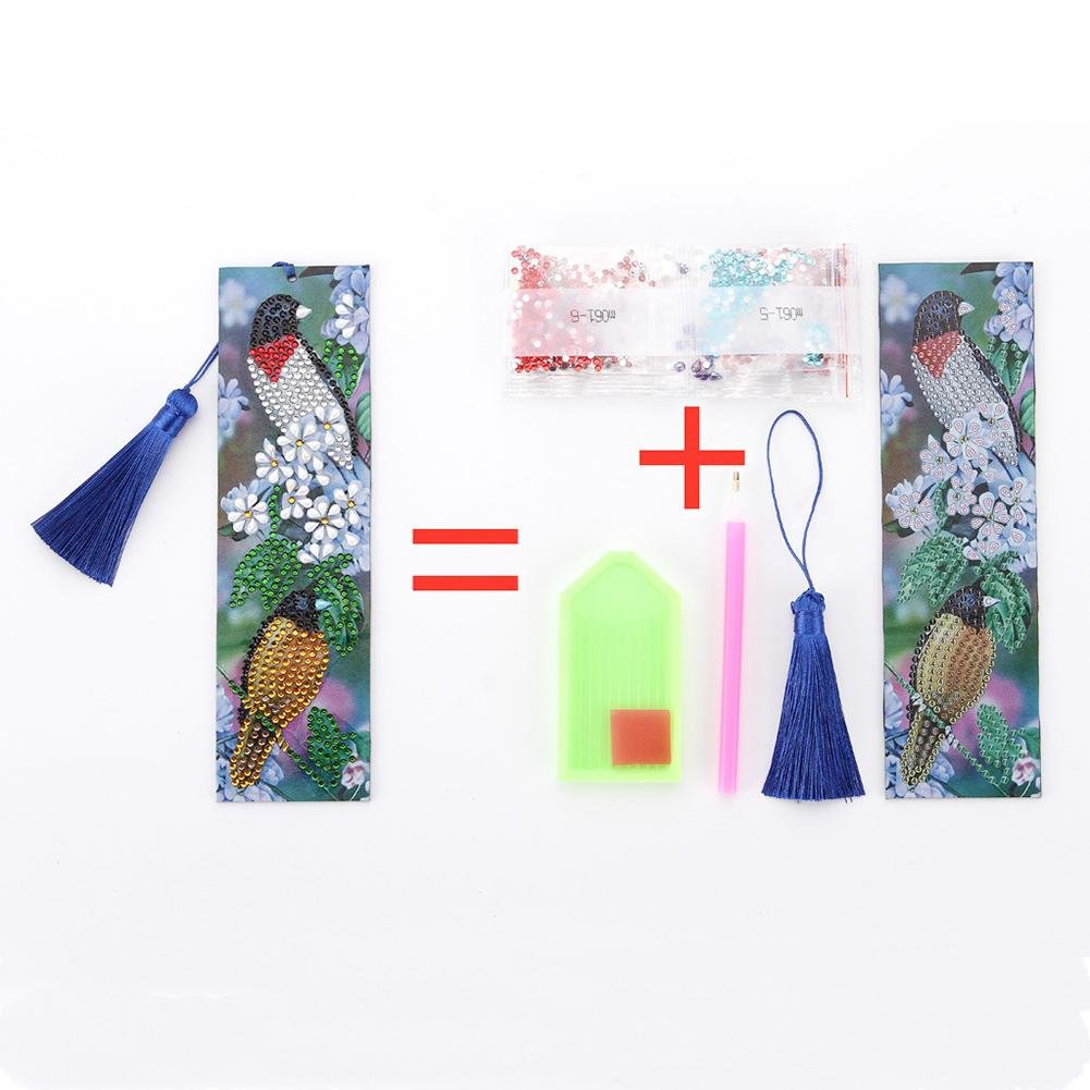 DIY Bird Special Shaped Diamond Painting Creative Leather Tassel Book Marks?¡é