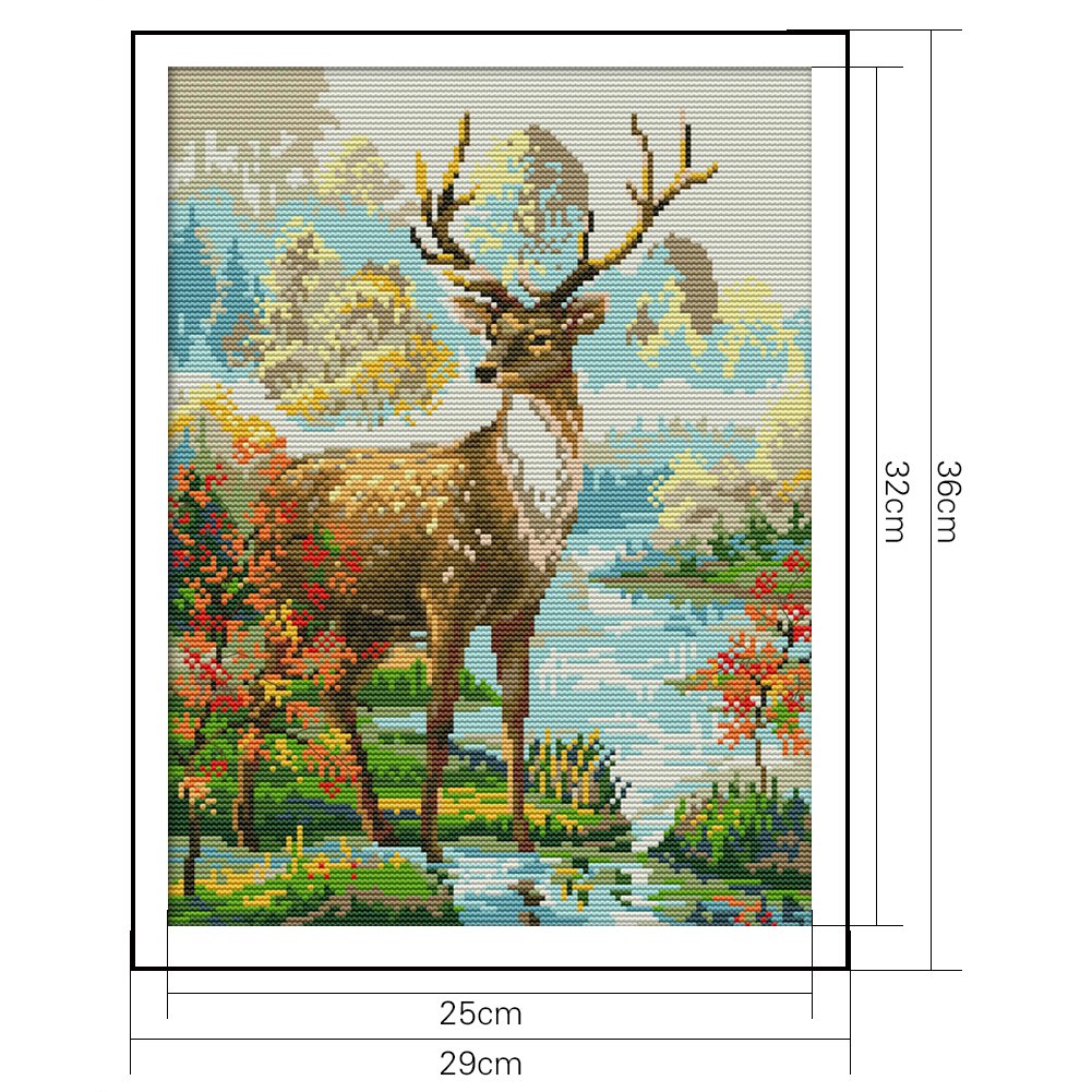 14ct Estampado Ponto Cruz - Veado (29*36cm)