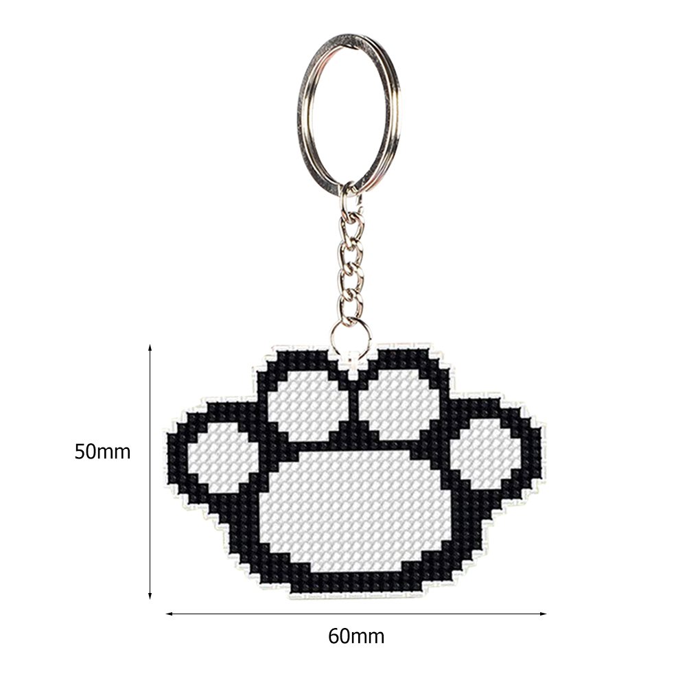 Stamped Beads Cross Stitch Keychain Bear Paw