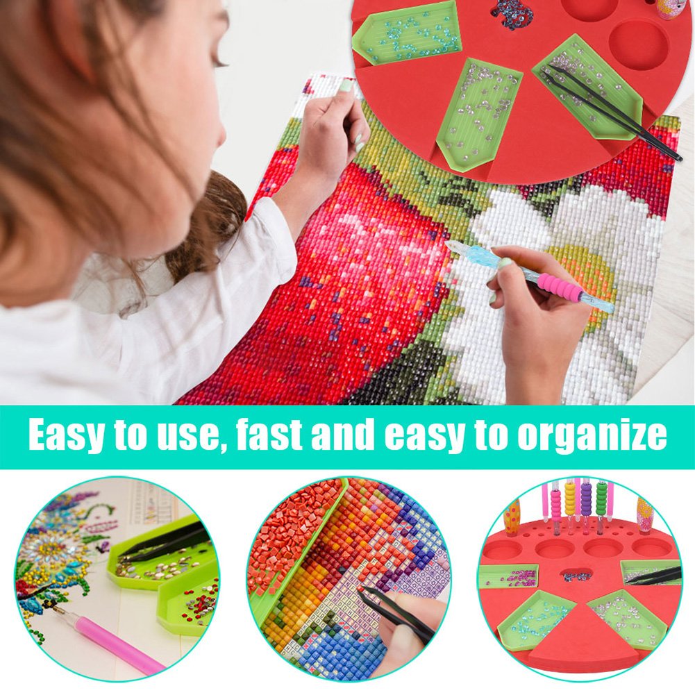 Diamond Painting Point Drill Storage Holder + 4pc Green Plates