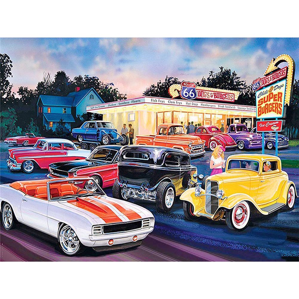 5D Diy Diamond Painting Kit Full Round Beads Parking Lot