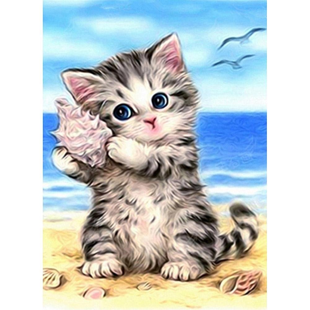 5D DIY Diamond Painting Kit Full Round Drill Sea Snail Cat/Kitten