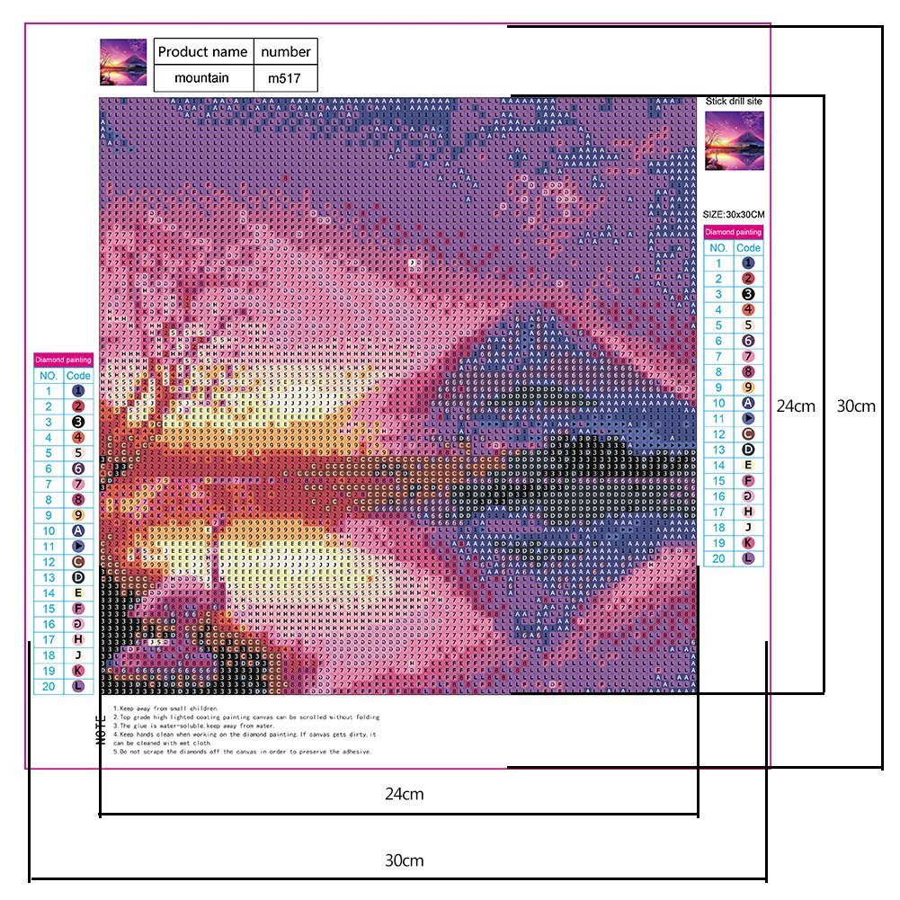 Pintura de diamante - volta completa - montanha de neve roxa