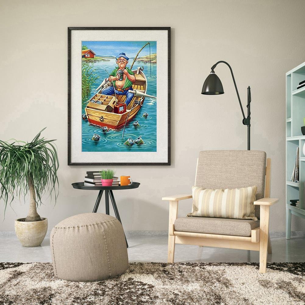 Pintura Diamante - Redondo Completo - Pescador
