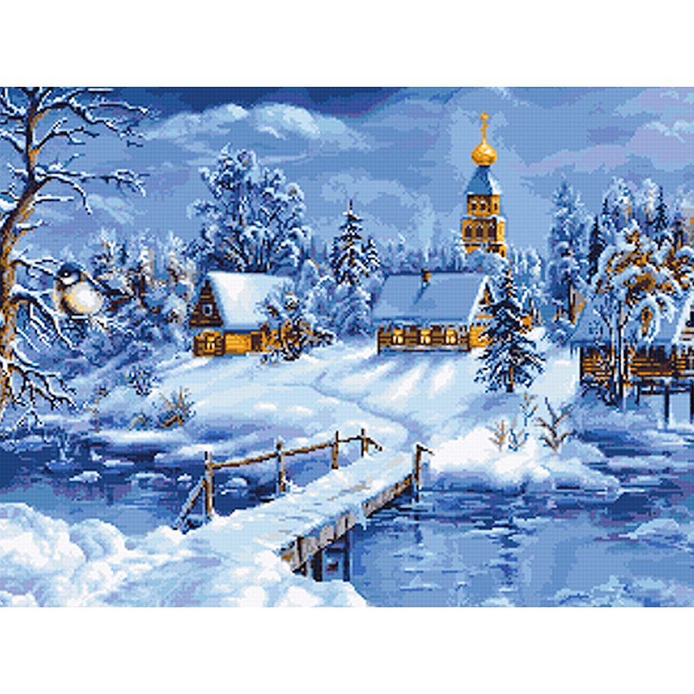 11ct Stamped Cross Stitch Winter Snow ( 40*50cm)