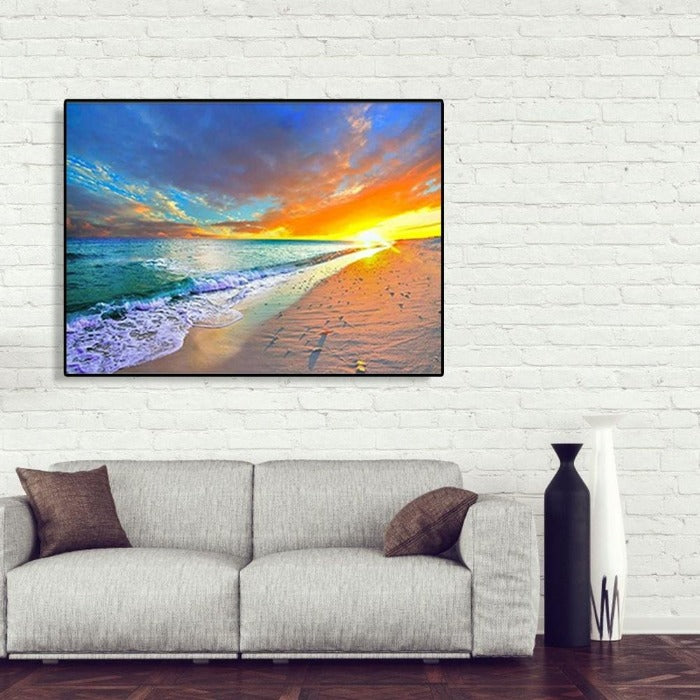 Painting By Numbers Kit DIY Quiet Seaside Hand Painted Canvas Oil Art Picture