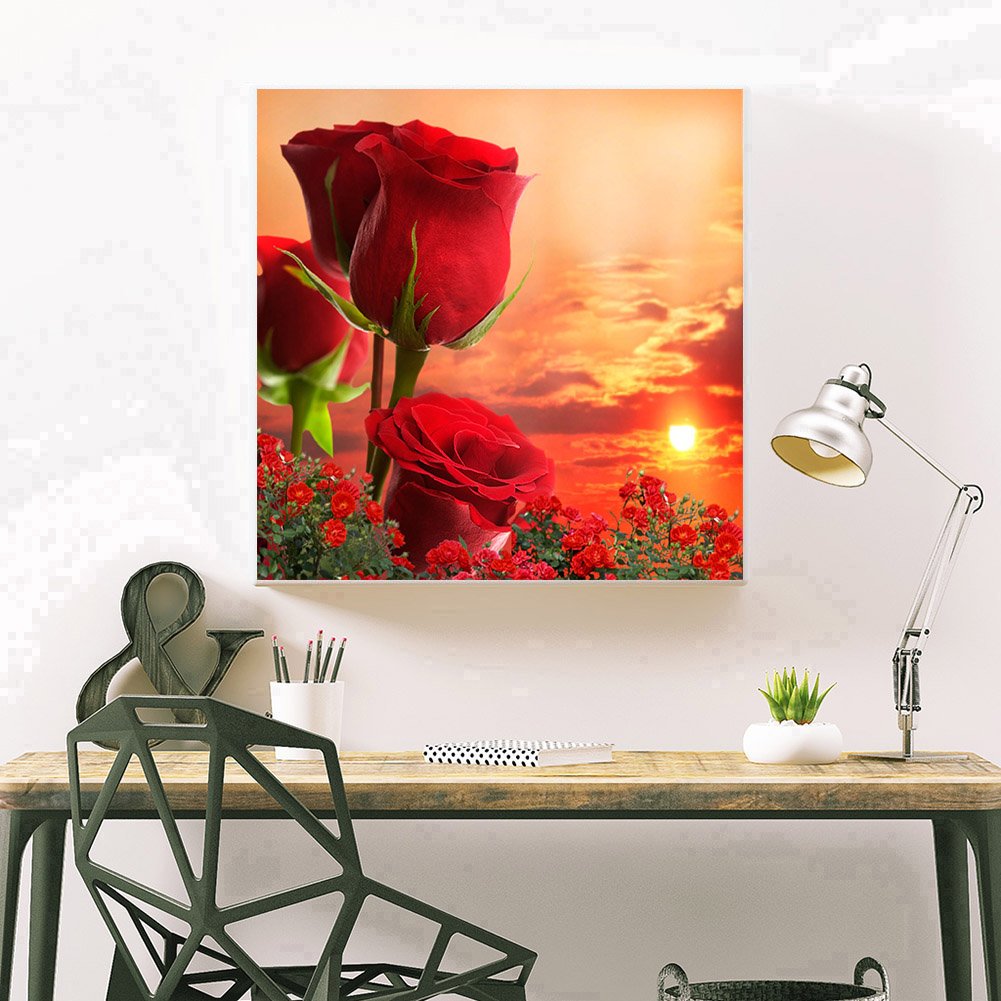 Diamond Painting - Full Round - Red Rose 2