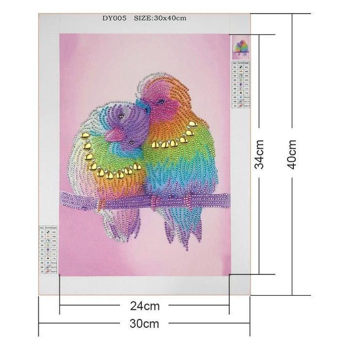Diamond Painting - Crystal Rhinestone - 2 Colorful Birds【diamondpaintingsart】
