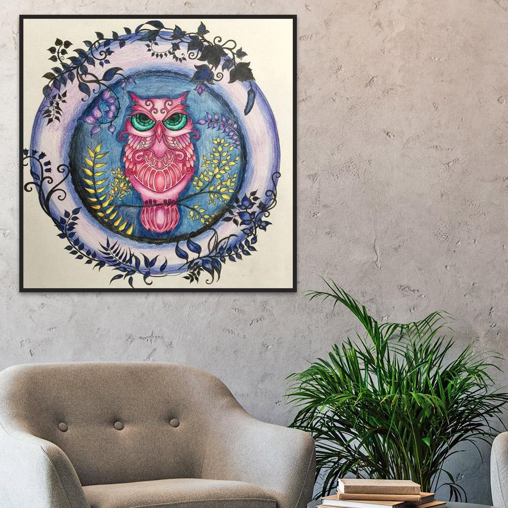 Diamond Painting - Full Round - Pink Owl