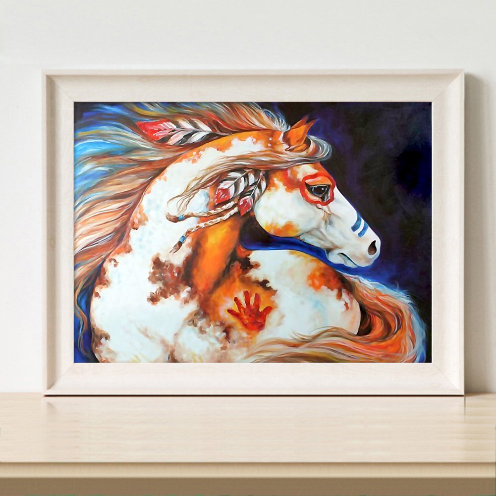 Diamond Painting - Full Round -Colorful War Horse