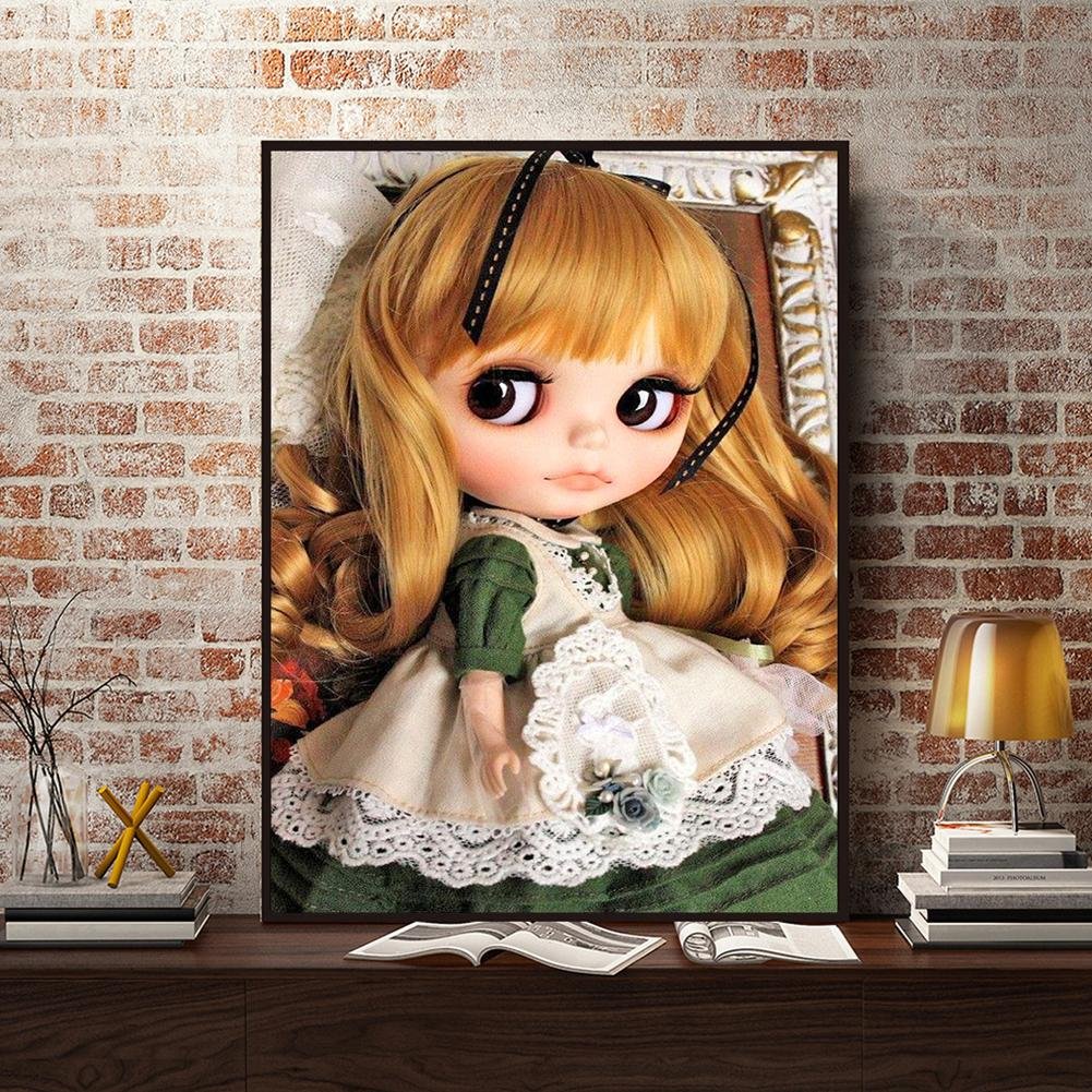 Kit de pintura de diamante DIY 5D - Redondo completo - Boneca de cabelo dourado