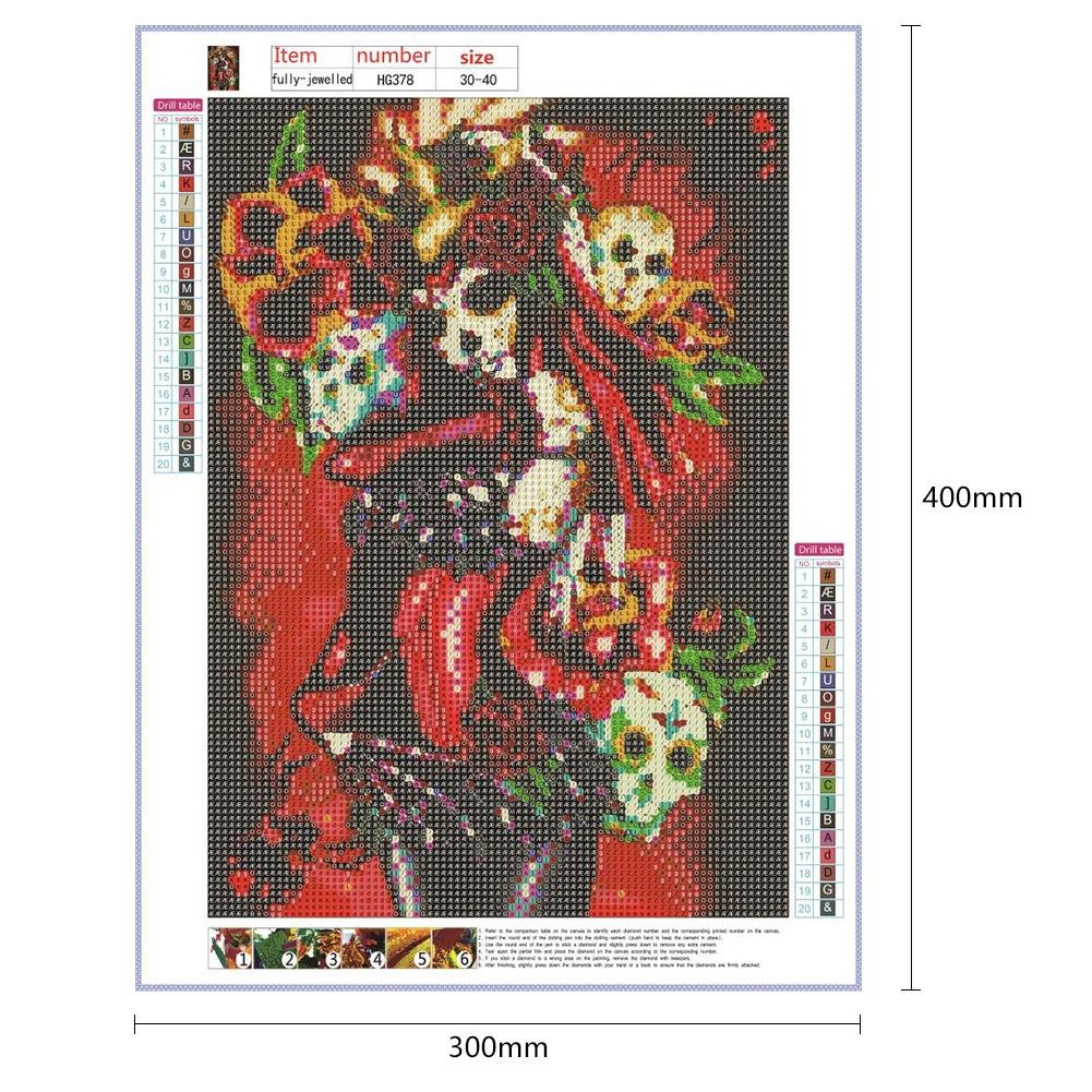 Kit de pintura de diamante DIY 5D - Redondo completo - Amante de caveira