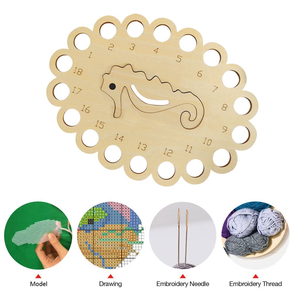 Hollow Thread Board Wooden Cross Stitch Tool - Seahorse