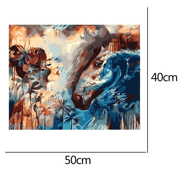 Abstract Girl and Horse Oil Painting By Number Canvas Size