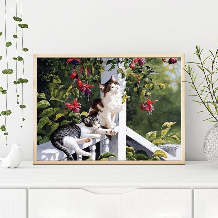 Running Cats On the Railing Painting Picture By Numbers