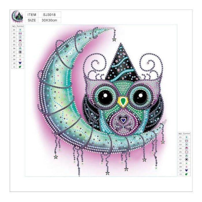 partial special shaped DIY 5D Crystal Rhinestone Diamond Painting Kit Owl Moon