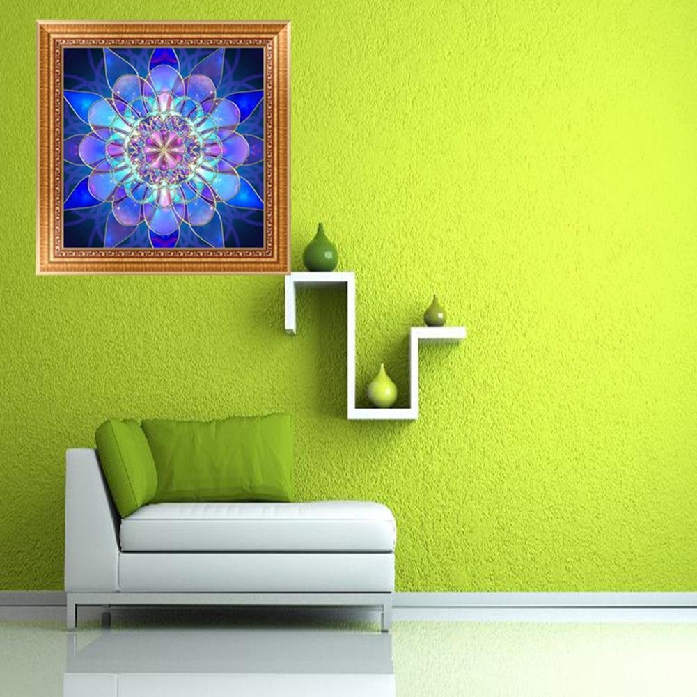 Pintura Diamante - Redondo Completo - Flor Sonhadora Azul