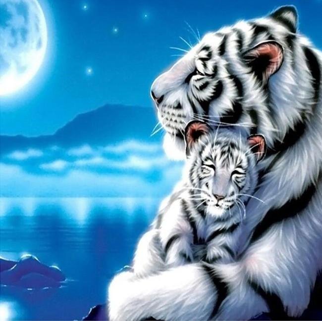 Diamond Painting - Partial Round - Tiger 1