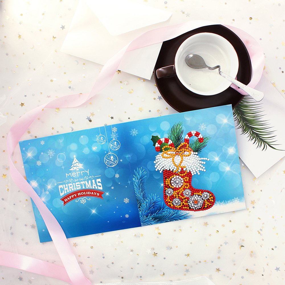 DIY Diamond Painting Greeting Card - Christmas Sock