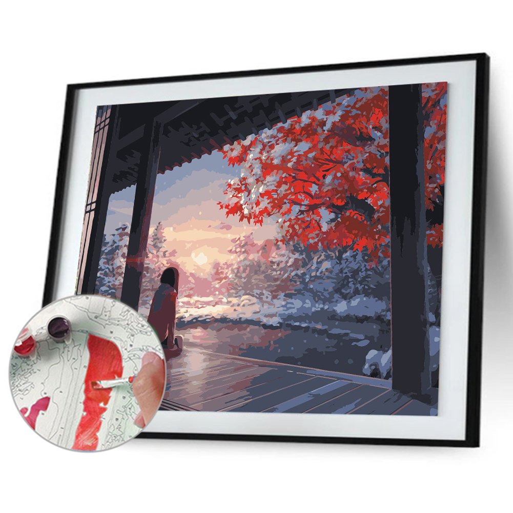 Paint By Number - Oil Painting - Watching Cherry Blossom Girl (40*50cm)