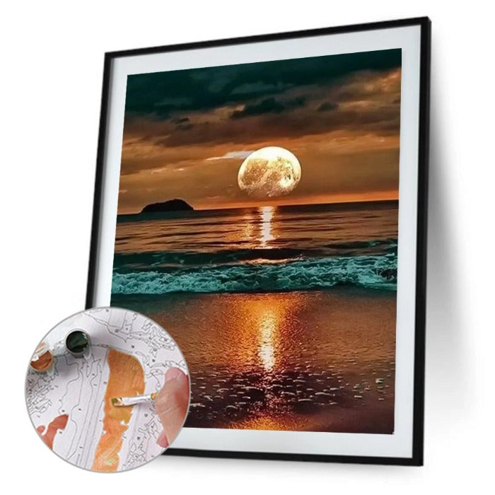 Moon By the Water Canvas Acrylic Color Drawing Picture