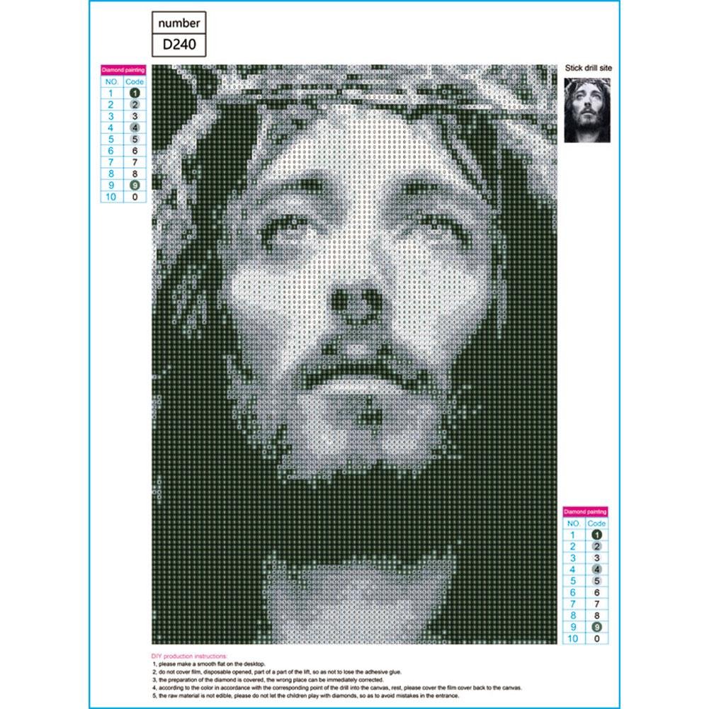 Diamond Painting - Full Round - Jesus Black And White