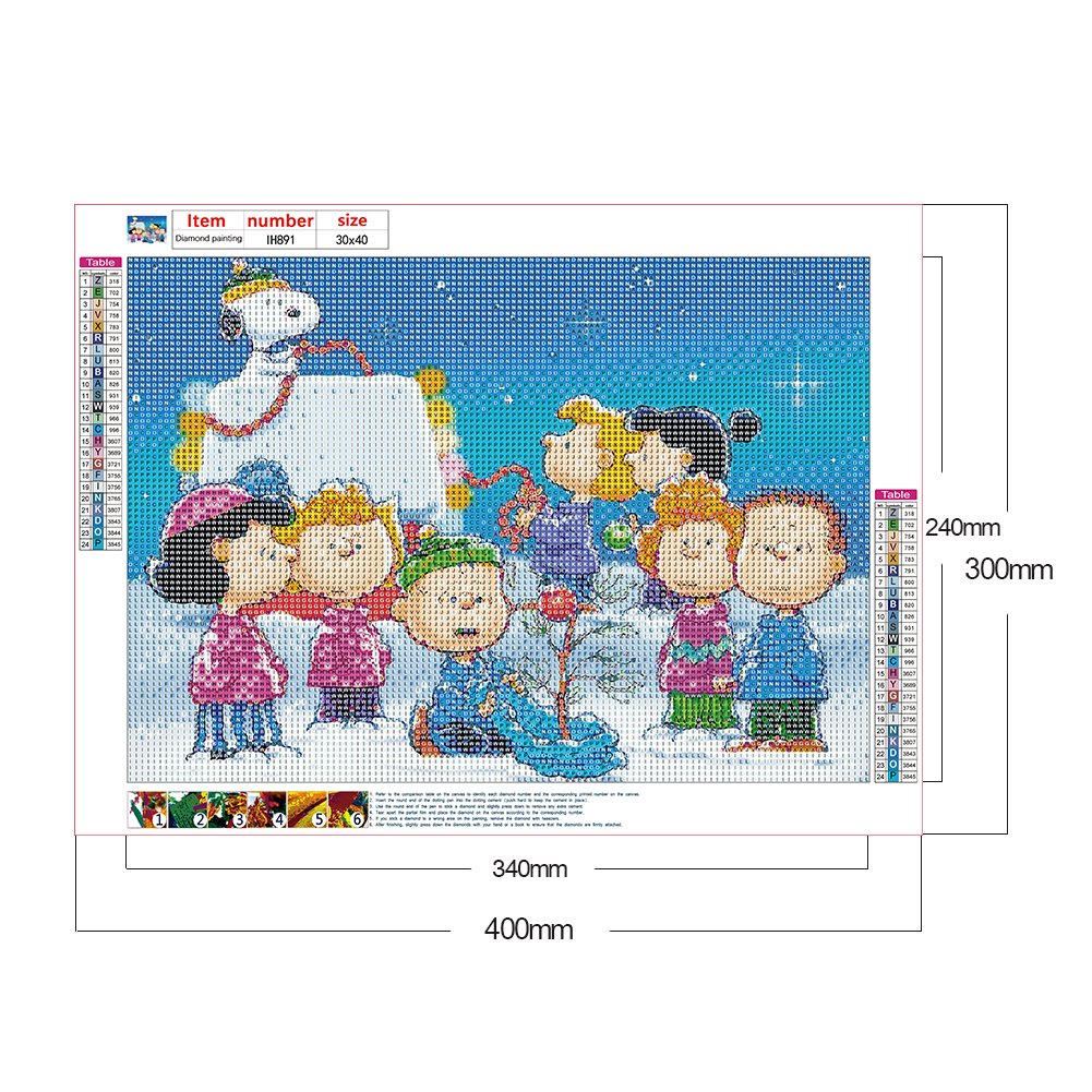 Pintura de diamante - rodada completa - crianças fofas