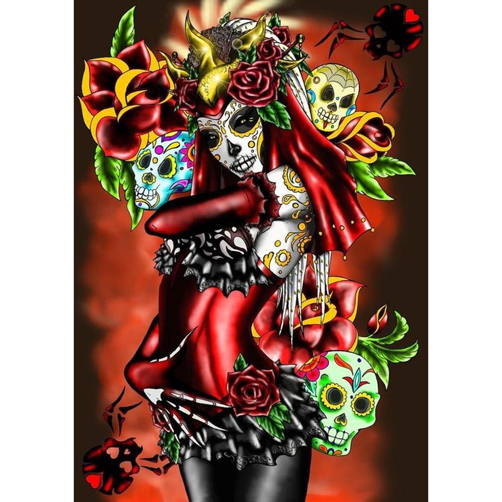 5D Diy Diamond Painting Kit Full Round Beads Skull Lover