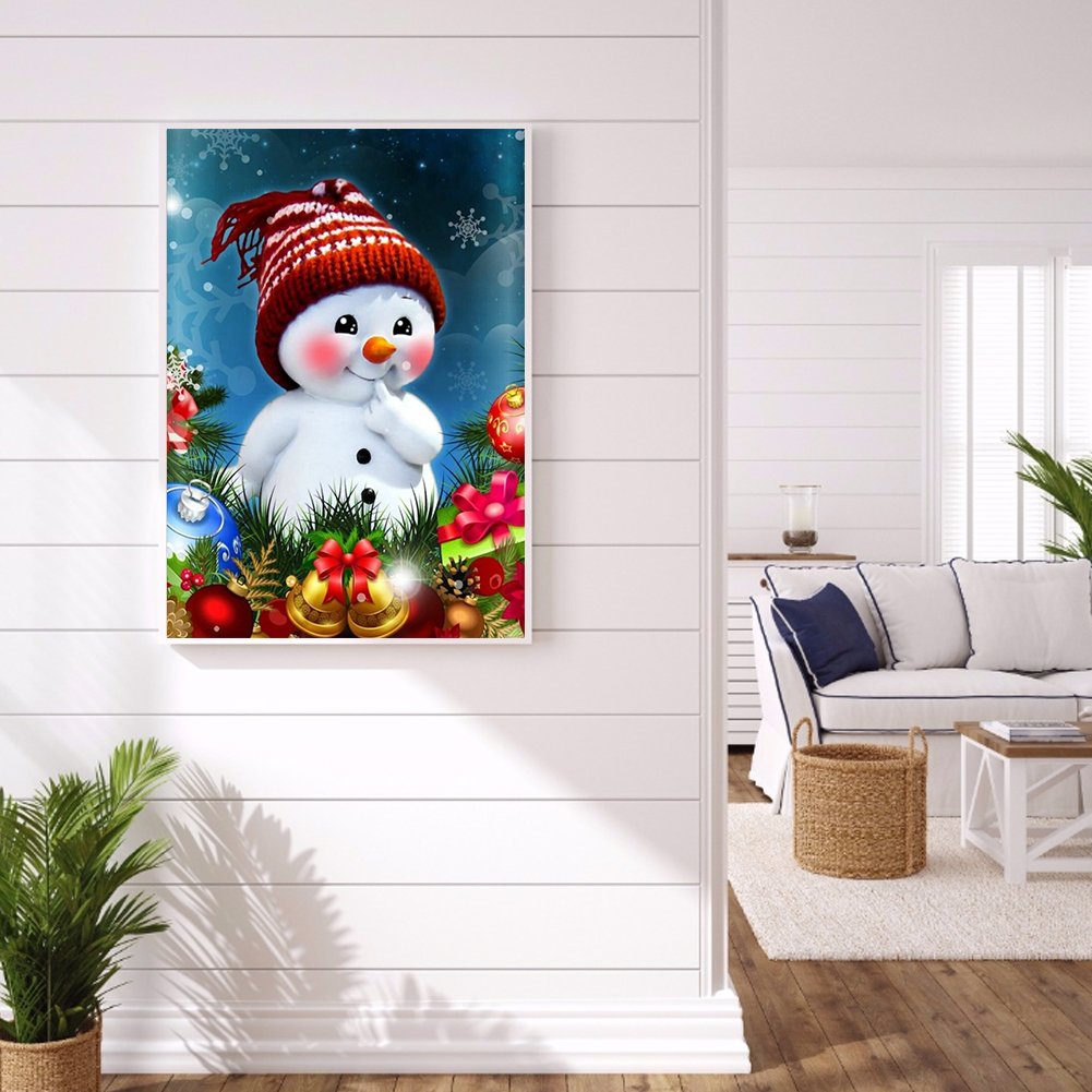 Pintura de diamante - resina redonda completa - boneco de neve bebê