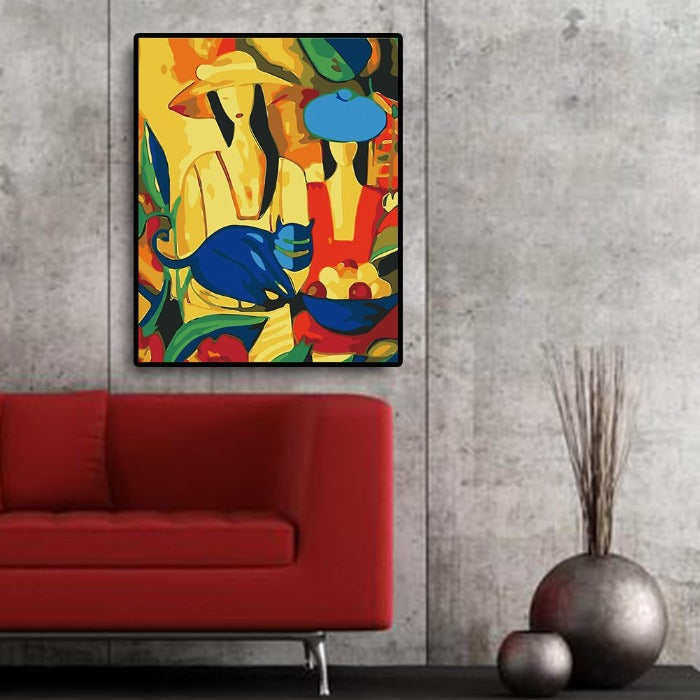 Oil Painting By Number Picture Acrylic Canvas Colorful Woman Wall Decor