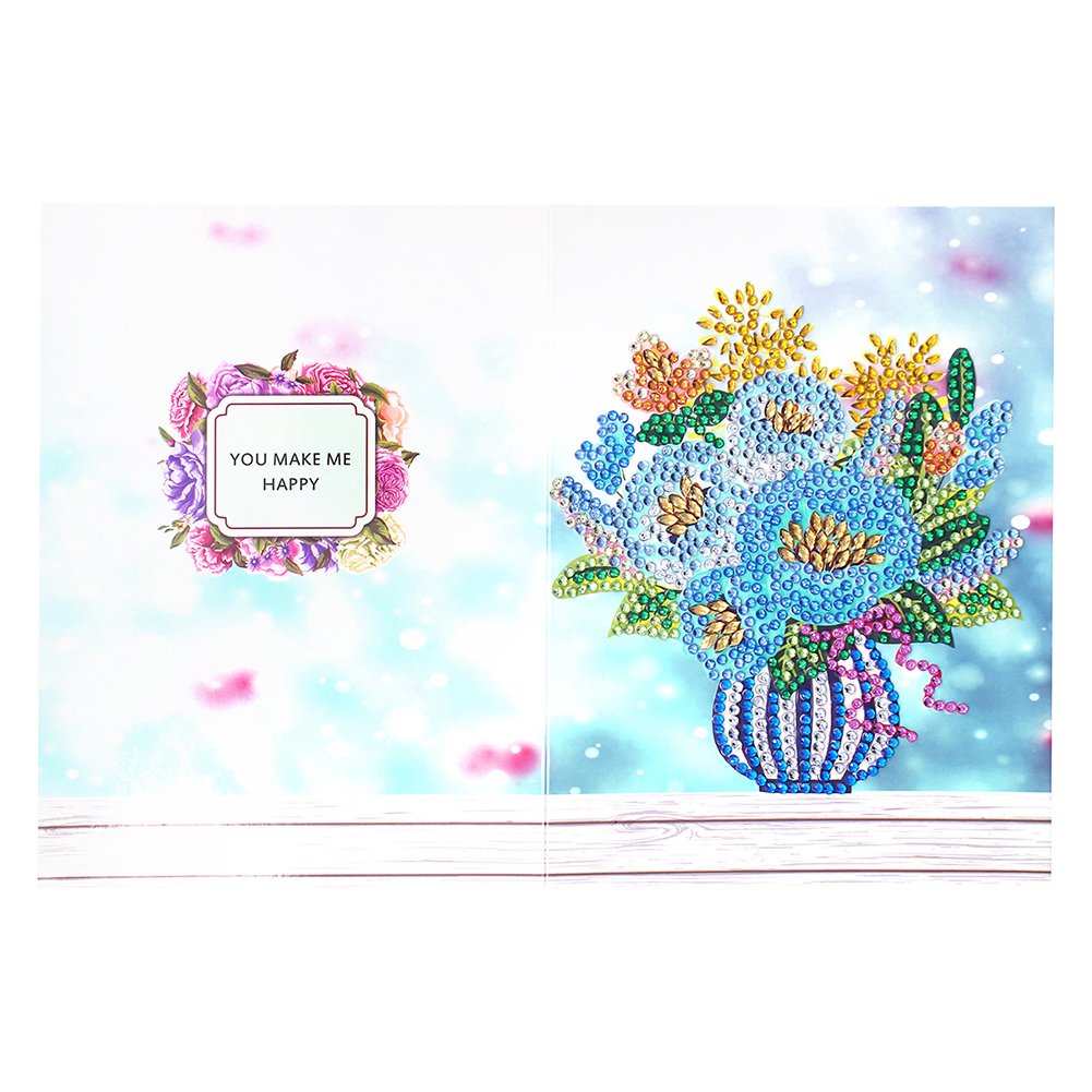 Flower DIY Diamond Painting Holiday Greeting Card