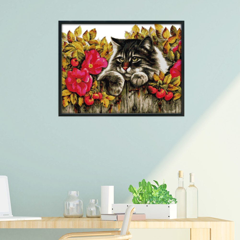 14ct Estampado Ponto Cruz - Gato (49*39cm)