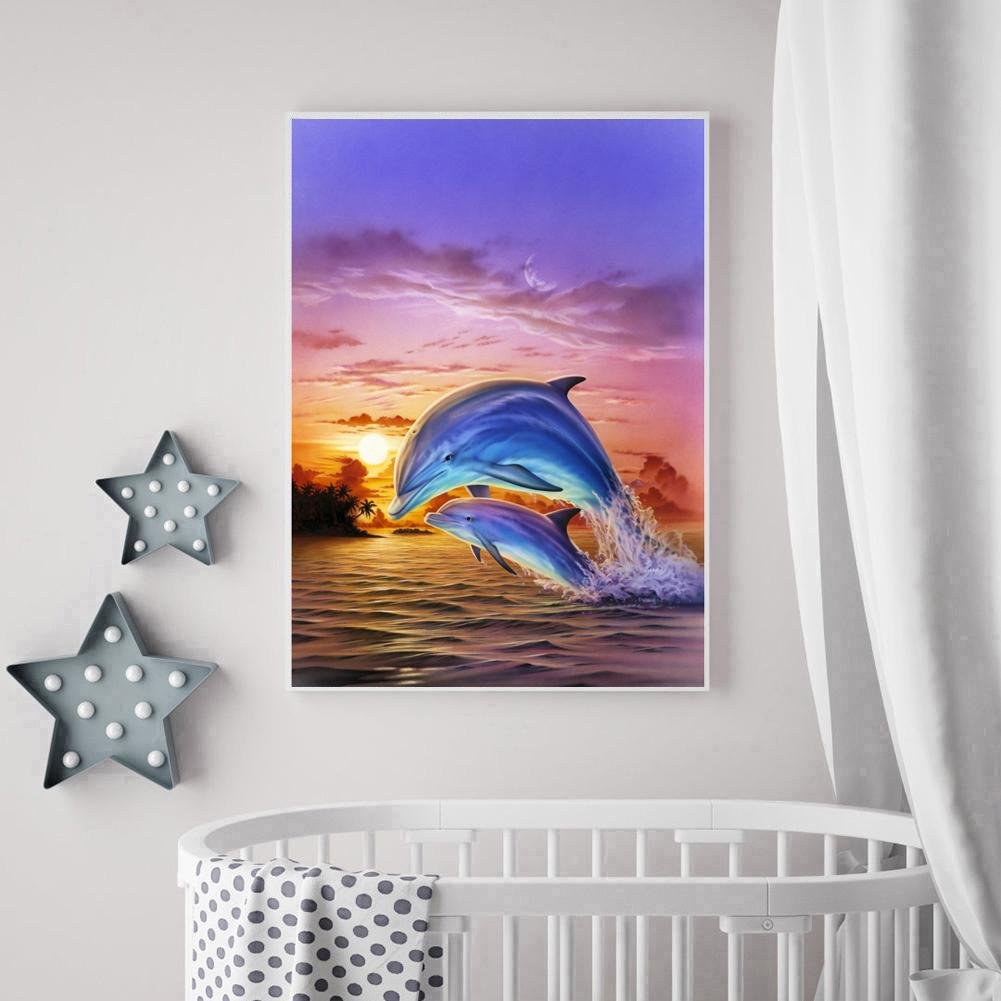 5D DIY Diamond Painting Kit - Full Round - Dolphin E