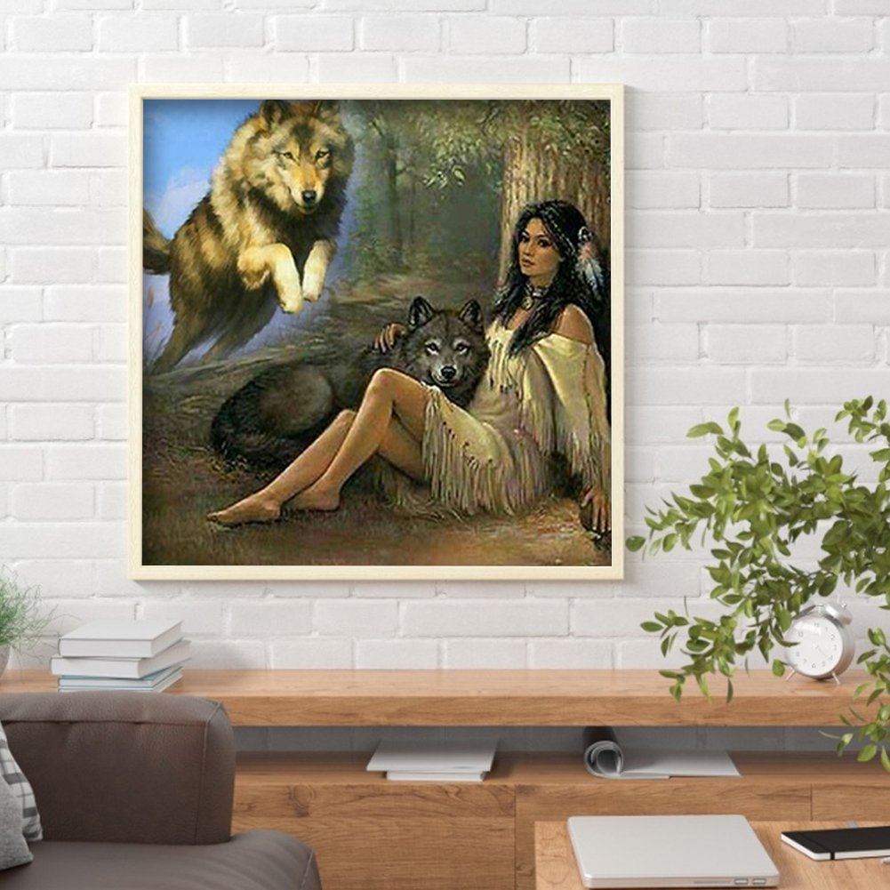 11 quilates de ponto de cruz estampado - Wolf Beauty (40*40cm)