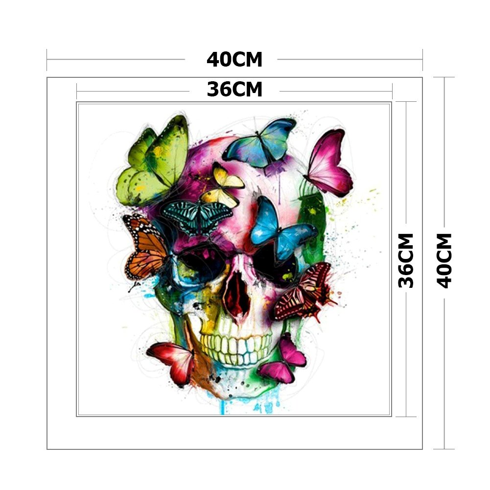11ct Stamped Cross Stitch - Butterfly Skull (40*40cm)