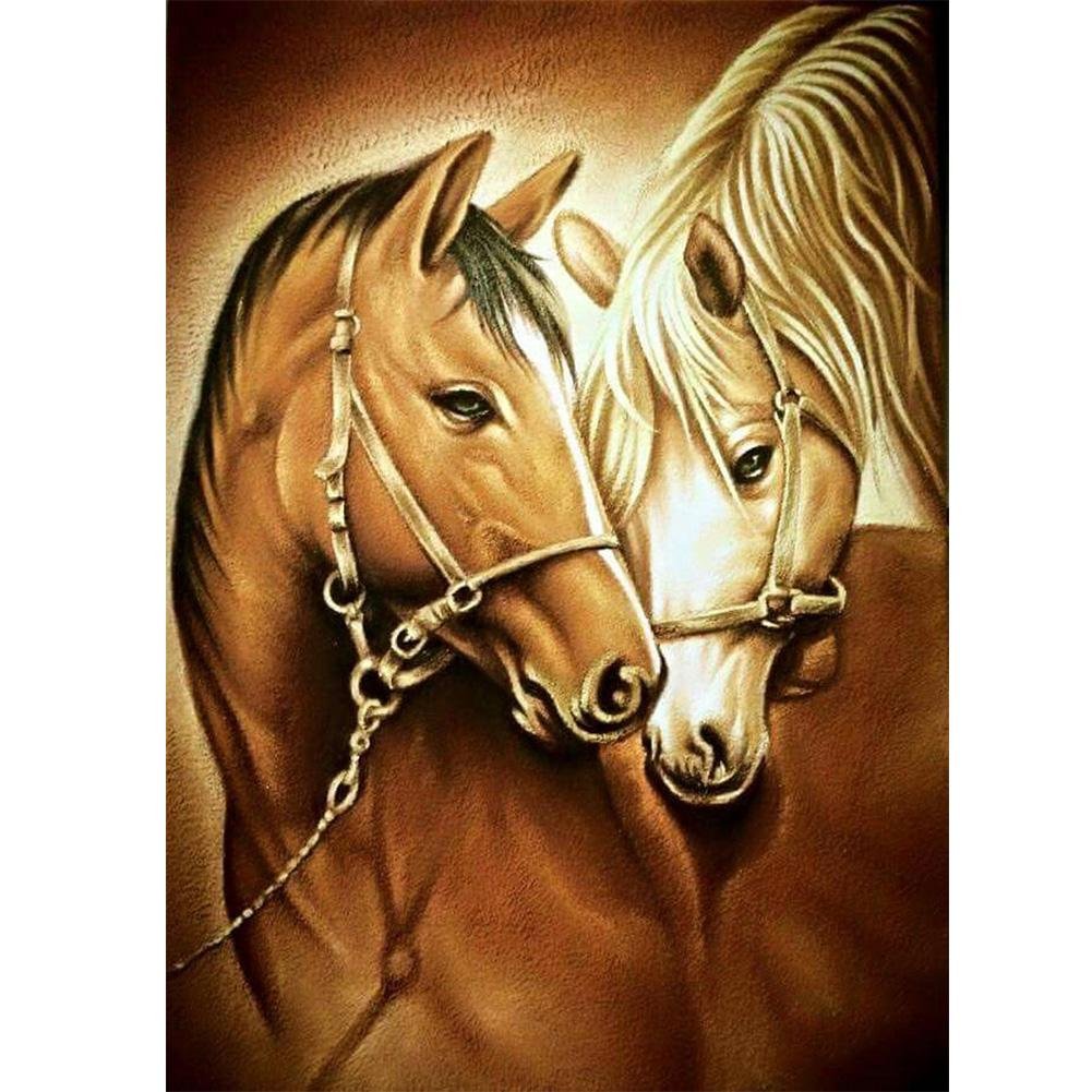 5D Diy Diamond Painting Kit Full Round Beads Horses