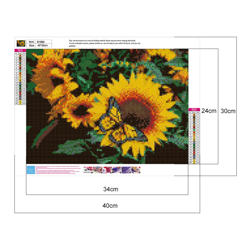 Diamond Painting - Full Round - Sunflower Butterfly B