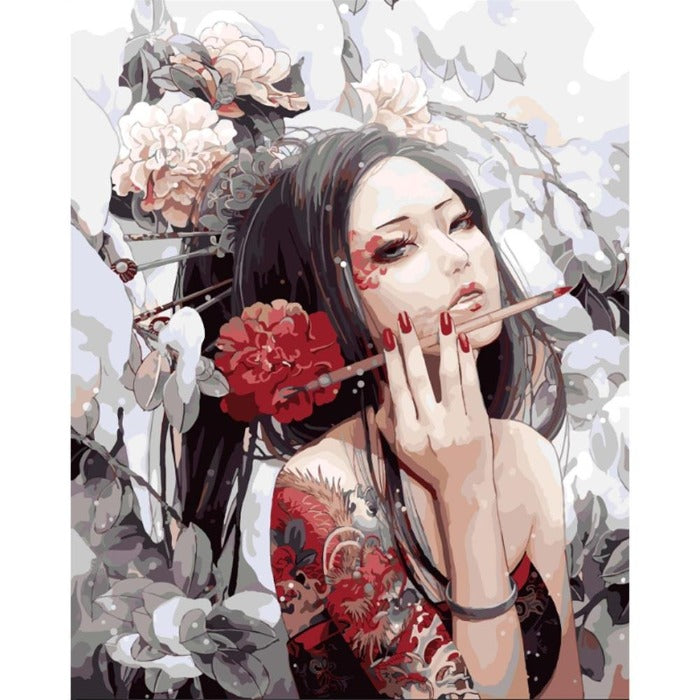 Painting By Numbers Kit DIY Charming Woman Hand Painted Canvas Oil Art Picture