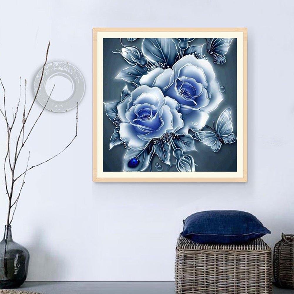 Diamond Painting - Partial Round - Blue Flower