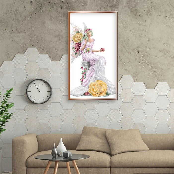 DIY 5D Crystal Rhinestone Diamond Painting Kit Pink Dress Angel (30*50cm)