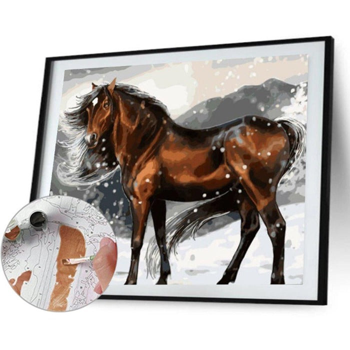 Paint By Number Oil Painting Standing Horse Craft Home Wall Decor